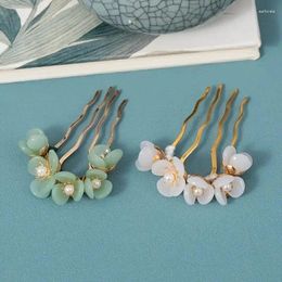 Hair Clips Flower Jade Hairpins Decorative Chignon Pins Antique Comb Cheongsam Accessories For Women Girls