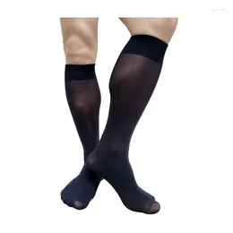 Men's Socks Over Calf Mens Formal Long Tube Knee High Black Softy Sexy Dress Suit Stocking Lingerie Solid Business Male