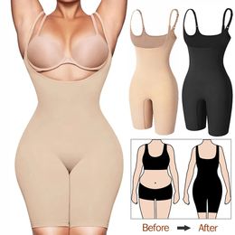 Waist Tummy Shaper Slim Body Shaper Seamless Women Bodysuit Slimming Waist Trainer Shapewear Butt Lifter Chest Enhancing Full Slip Strappy-Backed 231215