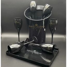 Wine Glasses Moet Chandon Black Champagne Flute Imitation Glass Plastic Dishwasher Safety White Acrylic Transparent Red Cup 231216