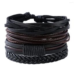 Strand Faux Leather Layered Bracelet Handmade Retro Man Braided Bracelets Art Craft Charm Ornament For Gift Daily Casual Travel