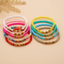 Charm Bracelets YASTYT Clay Multicolor Soft Snowflake Iron Gallstone Flying Saucer Shape Beads Women Fshion Jewellery