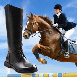 Boots Horse Riding Boots For Women Men Waterproof Leather Long Boots Black Brown Knee High Boots Vintage Horseback Rider Shoes 231215
