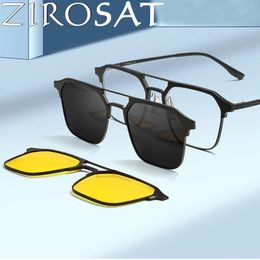 Fashion Sunglasses Frames ZIROSAT 9910 Polarised Sunglasses Men Women Magnetic Clip On Glasses Optical Prescription Eyewear Frames Eyeglasses 231215