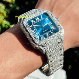 VVS Moissanite Diamond Hip Hop Watch Stainless Steel Waist Handmade Setting Luxury Watch men high quality luxury watch