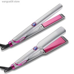 Hair Curlers Straighteners 2 In 1 Hair Straightener and Curler Ceramic Tourmaline Flat Iron Fast PTC Heating Hair Curler with LCD Display T231216