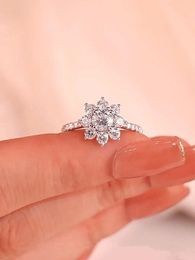Cluster Rings Moisanne Diamond Ring Female Sunflower Set Hand Luxury Wedding