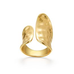 Minimalist Personalized Ring Opening European and American Heavy Industries Wide Edge Ring with True Gold Electroplating Asymmetric Design, Small and High end,