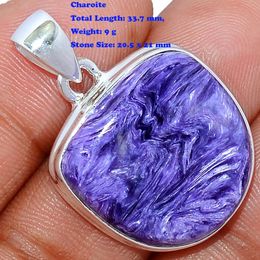 Pendants Genuine Charoite Pendant Sterling Sier, Women Hand Made Fine Jewellery Gift