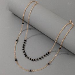 Pendant Necklaces Bohemia Black Seed Beaded Necklace For Women Charm Geometric Metal Alloy Clavicle Chain Female Party Jewelry Collar