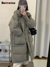 Womens Down Parkas Botvotee for Women Fall Winter Thicken Long Sleeve Jackets Oversized Pockets with A Hood Zipper Coats 231215