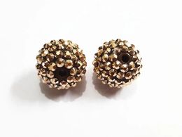 Alloy Newest ! 20mm 100pcs/Lot BronzeColoured Resin Rhinestone Ball Beads For Kids Jewelry Making