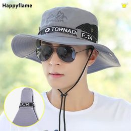 Fashion Summer Bucket Hat Sun Hats for Men Outdoor Fishing Travel Safari UV Protection Beach Hats Mesh Breathable Wide Brim Hat 22273R