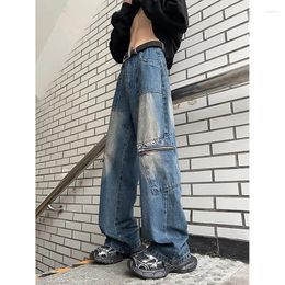 Men's Jeans American High Street Men Washed Ground White Floor Mop Pants Loose And Versatile Wide Work Spring Autumn Styles