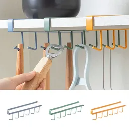 Hooks 6 Kitchen Rack Free Punching Seamless Fixer Sundries Hanger Creative Multi-Functional Cabinet Hanging Clothes Hook
