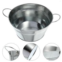 Dinnerware Sets Binaural Iron Bucket Flower Fruit Metal Barrel Household Vegetable Basin Pot Storage