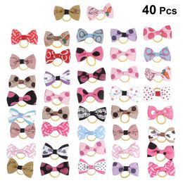 Dog Apparel 40 Pcs Pet Hair Rope Ring Girl Bows For Stretch Tie Puppy Accessories Holder