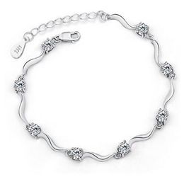Fashion chain bracelets for women high quality crystal bracelets 925 sterling silver bracelets bangles fine Jewellery GB654192K