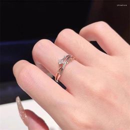 Cluster Rings 925 Sterling Silver Cross Four Pointed Star Zircon Ring Premium Luxury Fashionable Versatility Jewellery Year Gifts