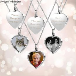 Sets Personalized Master Newest Custom Photo Text Cremation Urn Heart Necklace for Ashes Cremation Keepsake Jewelry Memorial Pendant