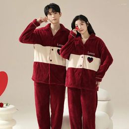 Men's Sleepwear Happy Wedding Winter For Couples Thicken Warm Flannel Women's Pyjamas Set Bride Bridegroom Sleeping Gifts Pyjama Homme