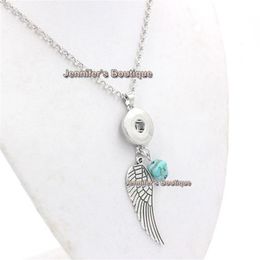 Newest Interchangeable Snap Necklace 18mm Snap Vintage Angel Wing Pendant Necklace for Interchangeable Button 18mm Snap Jewelry266m