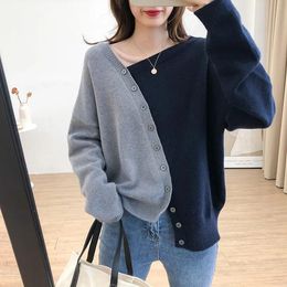 Dresses Small Cardigan Design Sense of Contrast Colour Long Sleeve Sweater Women's Korean Loose and Thin Sweater Bottoming Shirt