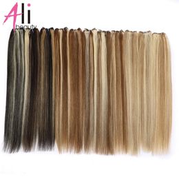 Synthetic Wigs Straight blonde human hair woven Brazilian Remi fabric extended 1828 inches high gloss Ombre #613 231215
