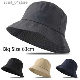 Wide Brim Hats Bucket Hats Men Plus Size Bucket Hats Big Head Man Large Size Sun Hat Women Blank Fisherman C Summer Sunscreen Panama 56-58cm 60-63cmL231216