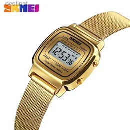 Women's Watches Skmei Luxury Stainless Steel Countdown Watch Womens Fashion Ladies Sport Wristwatch Waterproof Small Dial Chrono Digital ClockL231216