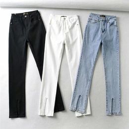 Jeans Women's Jeans High Waist Denim Pants Trousers for Female Fashion Elasticity Skinny Jeans Split Boot Cut Pencil Pants 2021