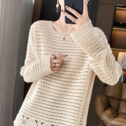 Women's Sweaters Y2k Hollow-Out Sexy Transparent Sweater Merino Wool Round-collar Indoor Top Pullover