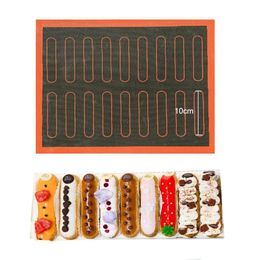 Rolling Pins & Pastry Boards Silicone Mat 18 Eclair Non Stick Puff Perforated Liner Pad Macaron Cookie Bread Mould For Baking Tools2433