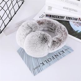 Ear Muffs Rex Rabbit Fur Ear muffs Winter Warm Women and Men fold ear earflap Headwear Ear Warmer Fur earmuffs Cold Ear Protection Headban 231215