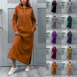 Casual Dresses Women's Loose Hooded Long Dress Padded Sweatshirt Fashion Halter Neck Maxi Summer For Women