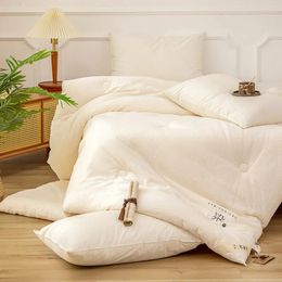 Comforters sets Knitted Cotton Comforter Soybean Fiber Quilt Warm White Four Seasons Single Double Duvet Soft Twin Queen King Bedding 231215