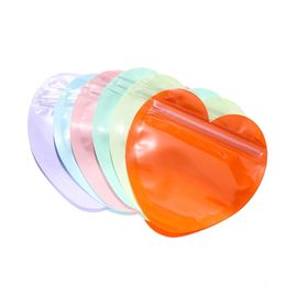 Watch Boxes Cases 10Pcs Iridescent Ziplock Bag Transparent Heart Plastic Seal Bags for Jewellery Display Necklace Earrings Bracelet Packaging 231215