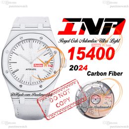 INAF AP15400 A3120 Automatic Mens Watch Carbon Fibre Case Silver Textured Stick Dial White Nylon Strap Super Edition Reloj Hombre Puretime D4