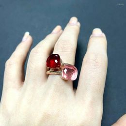 Cluster Rings 2Pcs/Set Ring Stacked Mix Colour Crystal 30Colors Candy Style Jewellery Birthday Gift For Women