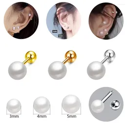 Stud Earrings Fashion Simple Sweet Pearl Spiral Beads Small For Women Korean 3/4/5/6/7mm Party Piercing Jewelry