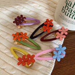 Hair Clips Wholesale Ins 6CM Small Floral Duck Beak Clip Coloful Acrylic Side For Sweet Girls Accessories