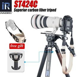 Holders INNOREL ST424C Professional Carbon Fibre Tripod Monopod for DSLR Camera Camcorder with 75mm Bowl Adapter 42.4mm Tube 42kg Load