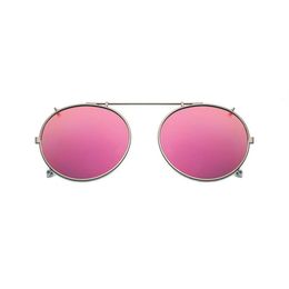 Polarised Round Clip On Sunglasses Unisex Pink Coating Mirror Sun Glasses Driving Metal Oval Shade Clip On Glasses uv400252x