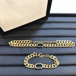 Fashion Chain Necklace Double Letters Designer Bracelet Men Necklace Women Brand Pendants Luxury Chain Jewelry Sets Hip Hop Bracel269T