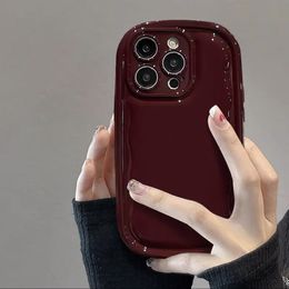 Solid Color Soap Lens Protective Phone Case For iPhone 15 14 11 13 12 Pro Max Japan Korea Soft TPU Back Shockproof Cover Wine Red 1000pcs