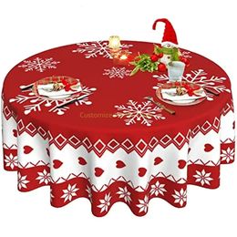 Table Cloth Christmas Table Cloth Red Round Christmas Tablecloth 60 Inch Washable Reusable Winter Snowflake Tablecloth for Holiday Party 231216
