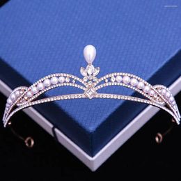 Hair Clips DIEZI Korean Bride Headwear Pearl Crystal Tiara Wedding Party Girls Crown Luxury Birthday Dress Adult Gift Hairpin
