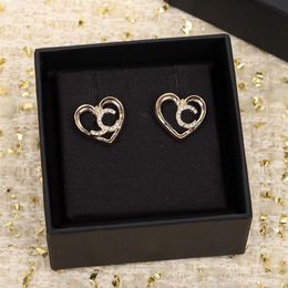 2023 Luxury quality Charm small heart shape stud earring with diamond in 18k gold plated have box stamp PS7421A244m