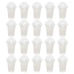 Disposable Cups Straws 30 Sets Soda Bottle Drink Juice Cup Child Tea Fruit Lids Abs Portable