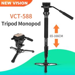 Accessories YUNTENG VCT588 Tripod Monopod Extendable Telescoping with Detachable Tripod Stand Base Fluid Drag Head for Camera Camcorder